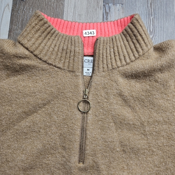 J. Crew Sweater Quarter Zip Sweater Women's Medium Gold Zipper - Picture 2 of 10